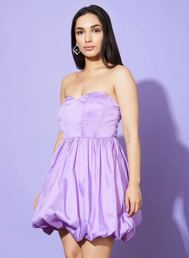 globus Sweetheart Bandeau Neck Balloon Hem Mini Dress