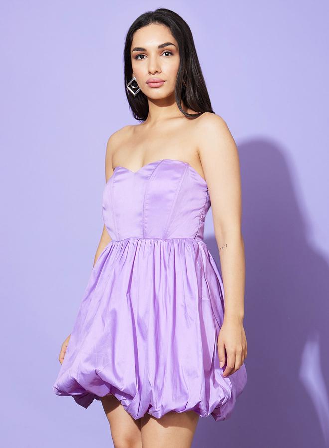 globus Sweetheart Bandeau Neck Balloon Hem Mini Dress - Image 2