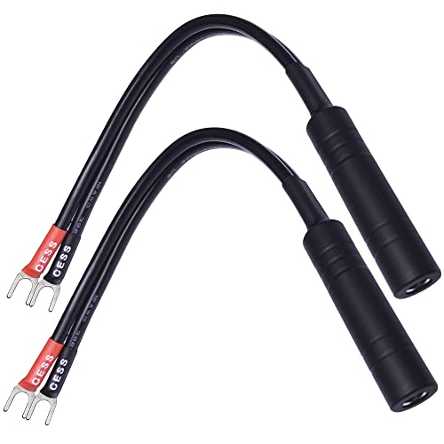 CNCESS Small Spade Fork to 1/4 Inch TS Speaker Cable Adapter, 12AWG Silicone Wire, 6 Inch - Image 2