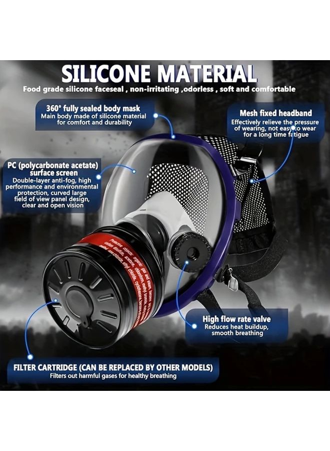 قناع Q3 ماسك ثنائي الوظيفة للوجه الكامل مع فلتر 40 ملم - قناع غاز صناعي آمن قابل لإعادة الاستخدام - Image 4
