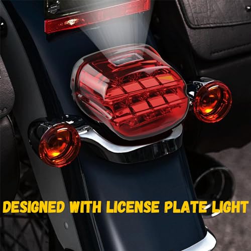Atubeix Red Strobing LED Tail Light Upgrade HD Tail Lights Assemblies for Harley Dyna Road King Electra Glide Street Bob Touring, Harley Davidson Parts, LED Lights for Motorcycles（Red） - Image 2