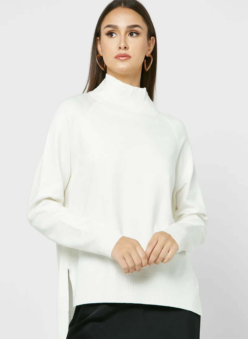 ELLA High Neck Sweater With Side Slits