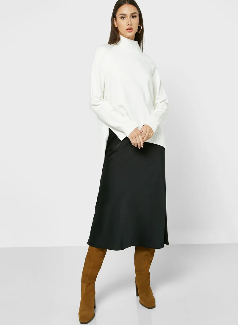 ELLA High Neck Sweater With Side Slits