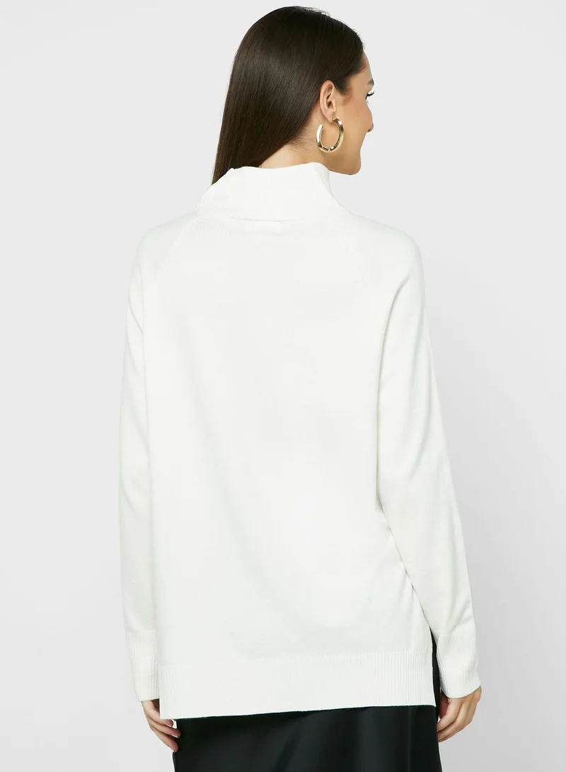 ELLA High Neck Sweater With Side Slits