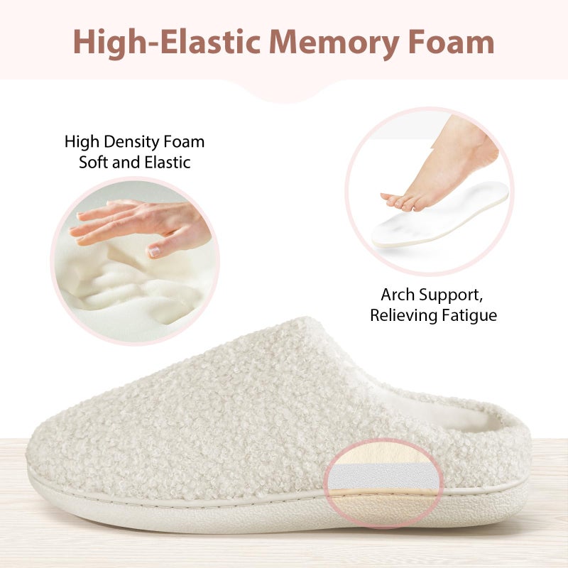 Anmerl Women's Memory Foam Slippers, Pluch Warm House Shoes with Non-Slip Rubber Sole, Cozy Indoor Slip On for Home, Bedroom, Office - Image 5