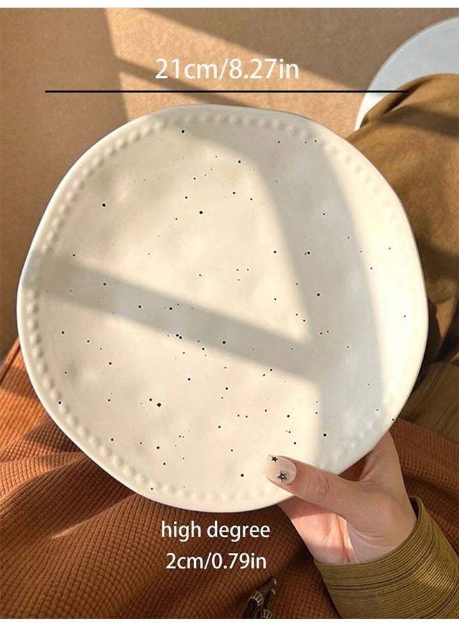 KOOKNA Dinner Plates, Ceramic Plate, Pasta Plate for Table Aesthetic and Home Dining, Microwave Safe Durable Beige Stoneware, 21cm Round Salad and Dessert Tray for Homemakers and Cafes in Kitchen - Image 3