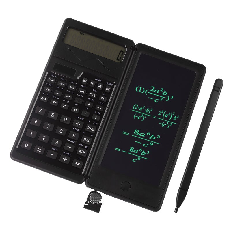 Scientific Calculator with 6 Inch Writing Board and Pen Dual Power Solar and Battery Operated Foldable Functions Calculator with 10-bit Display Screen 240 Functions for Home Financial Student Office - Image 1