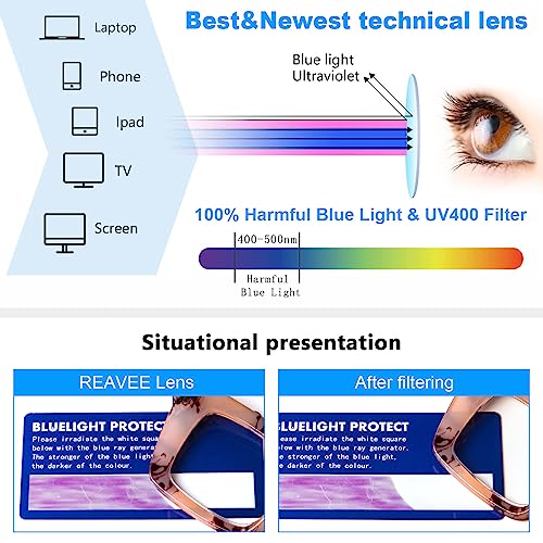 REAVEE 6 Pack Oversized Square Reading Glasses Oprah Style for Women, Blue Light Blocking Large Frame Computer Designer Fashion Readers Spring Hinge with Leather Case,0.0 - Image 5