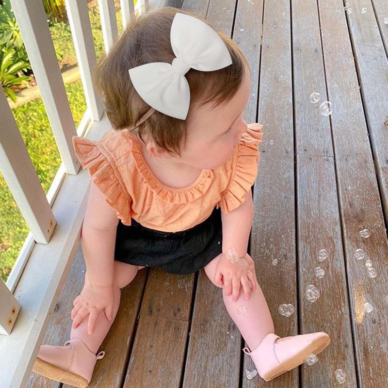 YanJie Baby Girls Nylon Headbands Newborn Bows Handmade Hair Bows Hairbands Hair Accessories for Newborn Infant Toddlers Kids (black white pink) - Image 2