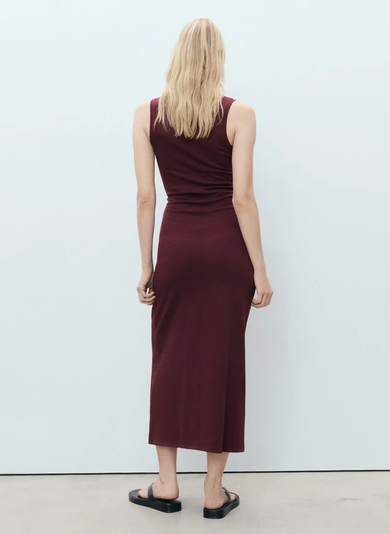 مانجو Cotton Midi-Dress With Knot Detail