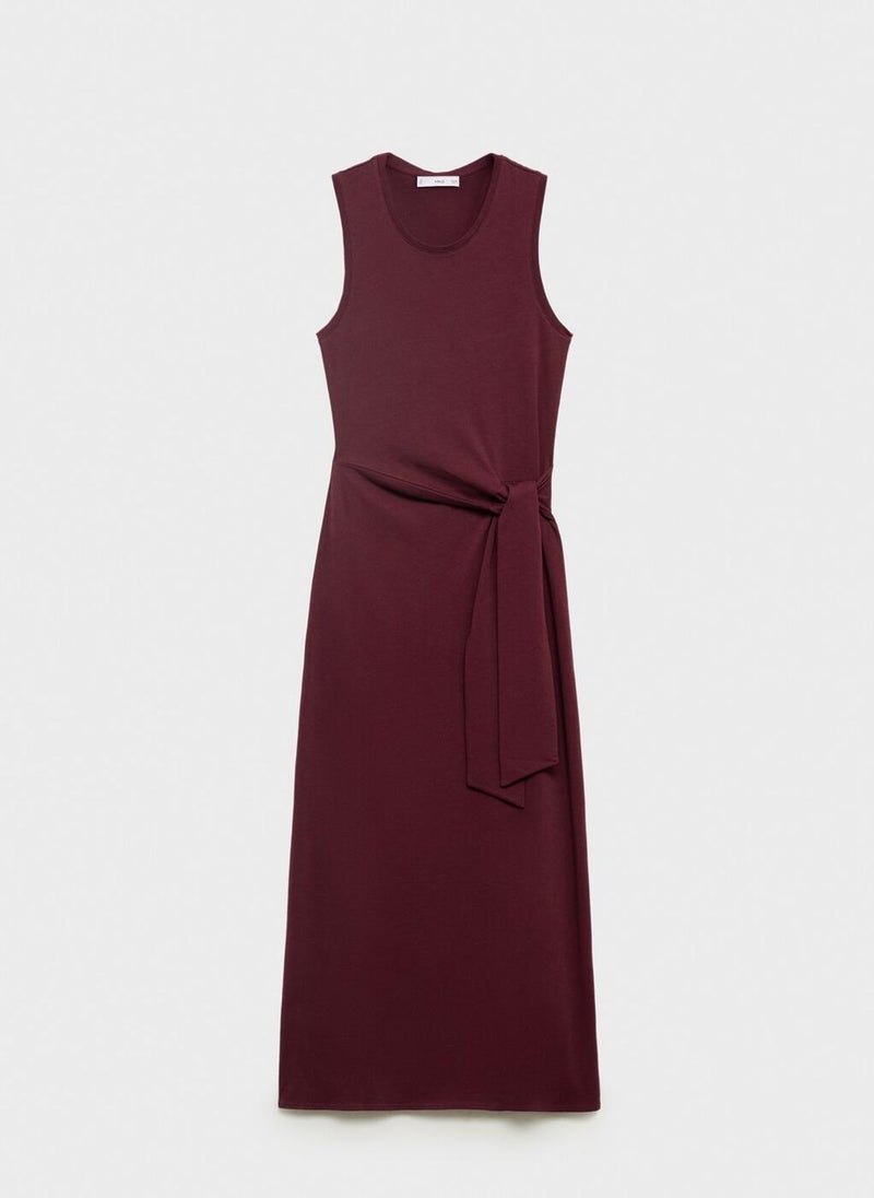 MANGO Knot-Detail Jersey Dress  - Image 5