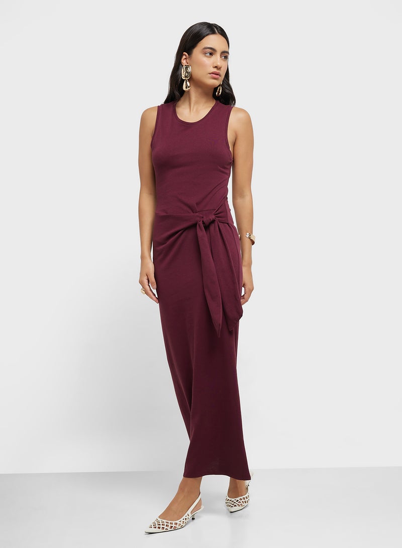 MANGO Knot-Detail Jersey Dress  - Image 4
