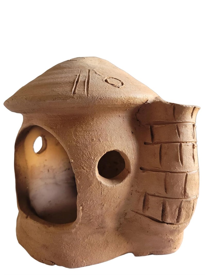 RUKDA Terracotta Aquarium Decoration – Fish Tank Cave Shelter, Ideal Breeding Hideout for Betta Fish, Shrimp, Goldfish, and Small Reptiles – Eco-Friendly & Safe (TerraSanctuary Tower) - Image 1