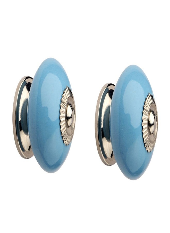 HOBKNOBS Blue Ceramic Polished Cabinet Drawers/Wardrobe/Kitchen Door Pull Knobs - Blue - Image 1