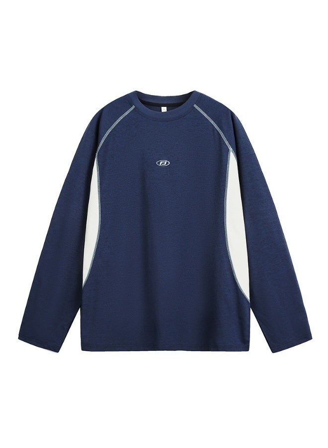 NIBEMINENT Embroidery Splicing T-Shirt Men Retro Long Sleeve T Shirt Streetwear Harajuku Autumn  Hip Hop Loose Casual Tees Tops Male - Image 1