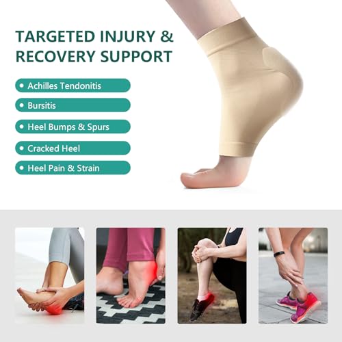 Welnove Achilles Tendonitis Heel Protector Socks - (FSA&HSA) Welnove Achilles Tendon Support Compression Socks - Gel Padded Sleeve for Cushion & Protection of Bursitis, Tenderness, Dry Cracked, Regular - Image 3
