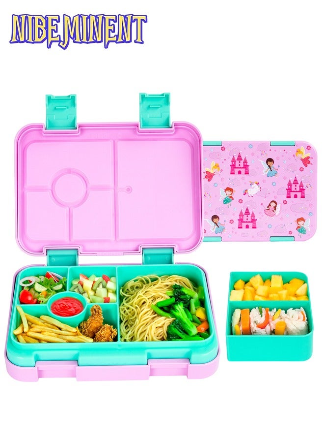 NIBEMINENT Bento Lunch Box for Kids & Toddlers, Leak-Proof Lunchbox with 5/6 Compartments - Back to School, Snack Containers for On-the-Go Meal, Made with Safe BPA-Free Material  - Image 1