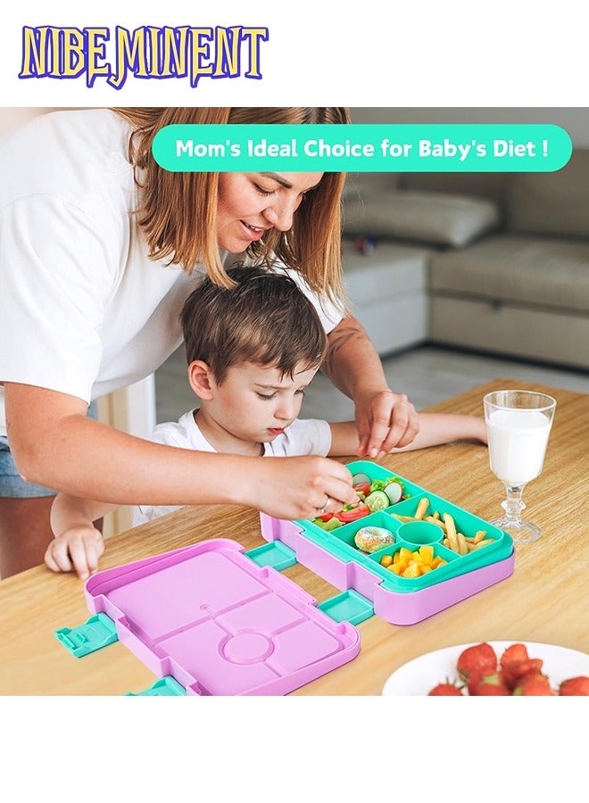 NIBEMINENT Bento Lunch Box for Kids & Toddlers, Leak-Proof Lunchbox with 5/6 Compartments - Back to School, Snack Containers for On-the-Go Meal, Made with Safe BPA-Free Material  - Image 4