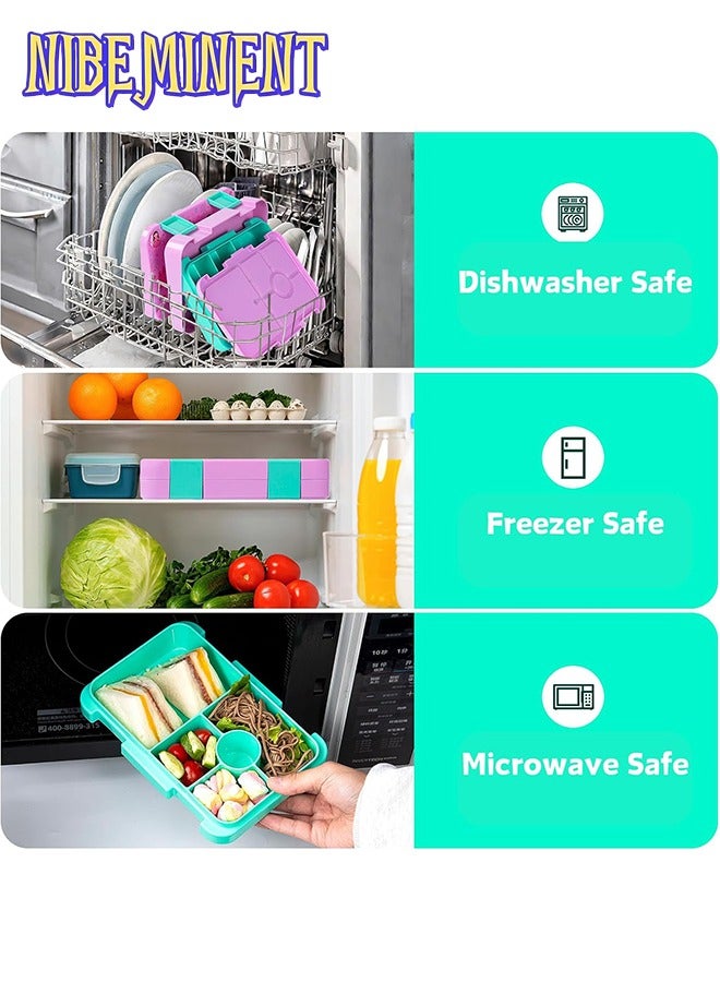 NIBEMINENT Bento Lunch Box for Kids & Toddlers, Leak-Proof Lunchbox with 5/6 Compartments - Back to School, Snack Containers for On-the-Go Meal, Made with Safe BPA-Free Material  - Image 5