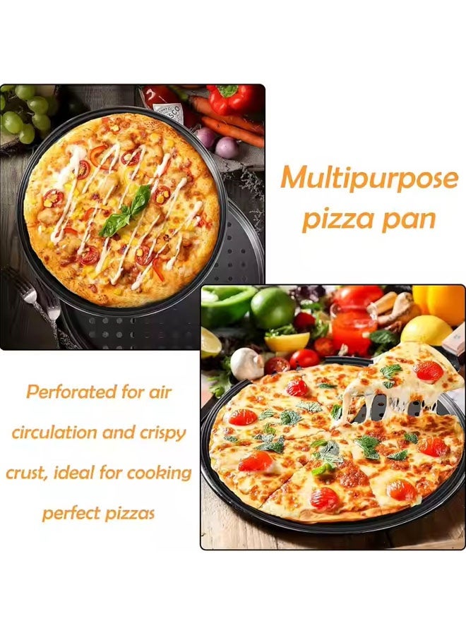 4-Piece Non-Stick Pizza Pan, Pizza Pan With Holes Oven,Pizza Tray Set,9 Inch,10 Inch,11 Inch,12 Inch,Black - Image 3