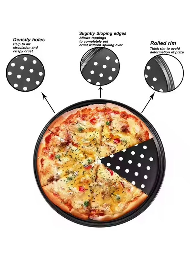 4-Piece Non-Stick Pizza Pan, Pizza Pan With Holes Oven,Pizza Tray Set,9 Inch,10 Inch,11 Inch,12 Inch,Black - Image 2