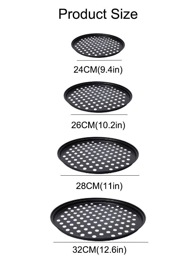 4-Piece Non-Stick Pizza Pan, Pizza Pan With Holes Oven,Pizza Tray Set,9 Inch,10 Inch,11 Inch,12 Inch,Black - Image 5