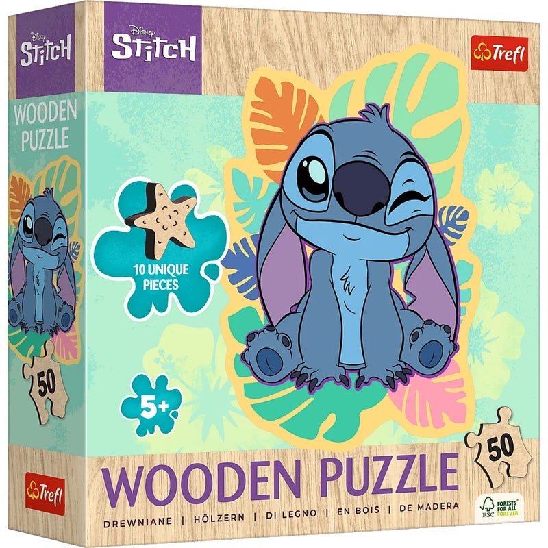 Trefl - Lilo & Stitch: Happy Stitch Wooden Puzzle 50 Pieces - 20281 - Image 1