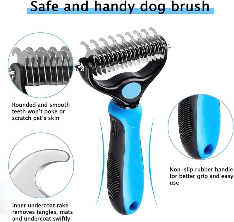 Tonity Dematting Comb for Dog and Cat, Grooming Rake and Brushes for Small, Medium Large Hair Double Sided Deshedding Tool Removes Loose Undercoat, Knots, Mats & Tangled Hair - Image 2