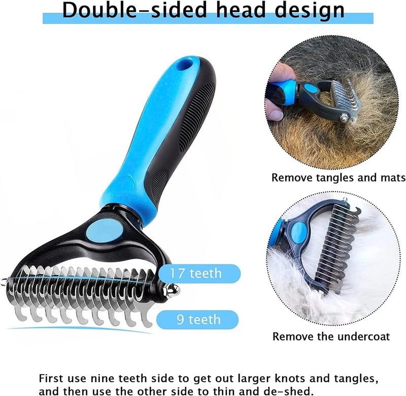 Tonity Dematting Comb for Dog and Cat, Grooming Rake and Brushes for Small, Medium Large Hair Double Sided Deshedding Tool Removes Loose Undercoat, Knots, Mats & Tangled Hair - Image 3