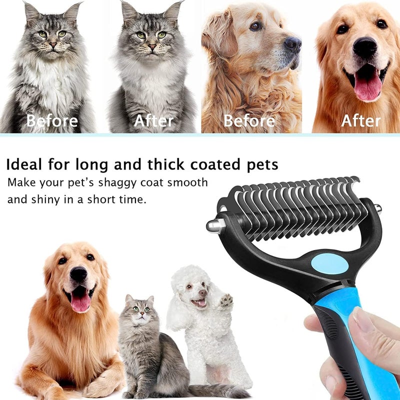 Tonity Dematting Comb for Dog and Cat, Grooming Rake and Brushes for Small, Medium Large Hair Double Sided Deshedding Tool Removes Loose Undercoat, Knots, Mats & Tangled Hair - Image 4