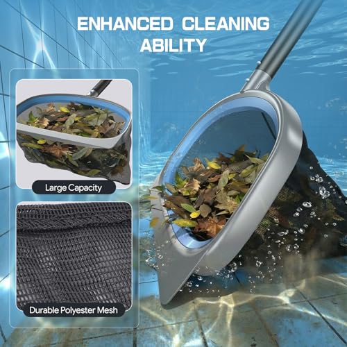 UIRWAY 3-in-1 Deluxe Swimming Pool Cleaning Kit - Includes Upgrade Heavy Duty Triangular Pool Vacuum Head, Detachable Brush, Deep Leaf Skimmer Net Inground & Above Ground Pools Cleaning(No Pole) - Image 5
