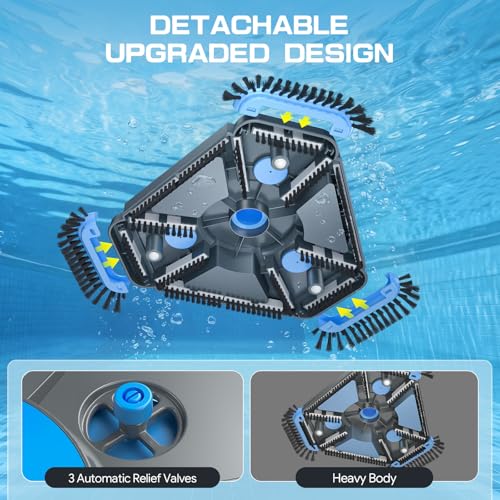 UIRWAY 3-in-1 Deluxe Swimming Pool Cleaning Kit - Includes Upgrade Heavy Duty Triangular Pool Vacuum Head, Detachable Brush, Deep Leaf Skimmer Net Inground & Above Ground Pools Cleaning(No Pole) - Image 4