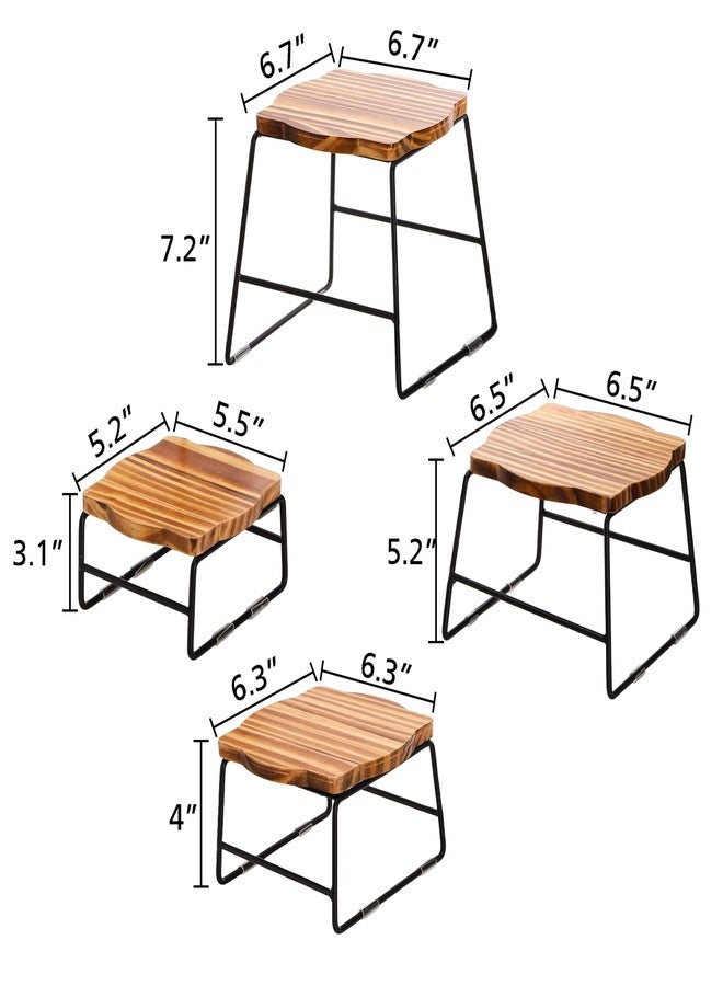 ZENFUN 4 Piece Wood Buffet Risers, Dessert Table Risers Food Display Riser, Pizza Pan Riser, Cupcake Stand & Wood Display Risers, Nesting Food Platter and Plate Holder - Image 2