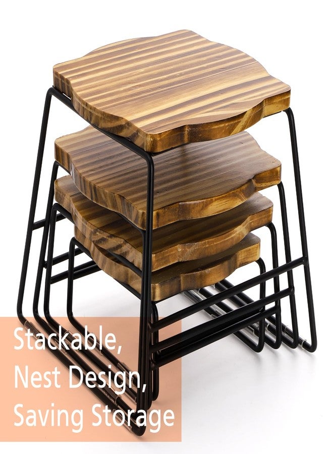 ZENFUN 4 Piece Wood Buffet Risers, Dessert Table Risers Food Display Riser, Pizza Pan Riser, Cupcake Stand & Wood Display Risers, Nesting Food Platter and Plate Holder - Image 5