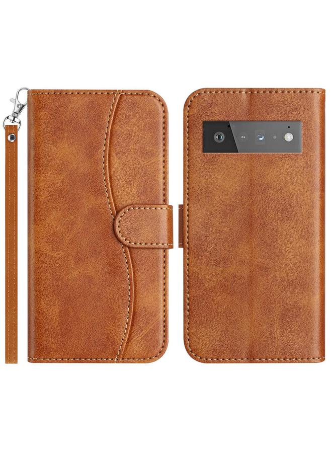 The Bros Case For Google Pixel 6 Pro Dual-Folded S-shape Leather Phone Case - Image 1