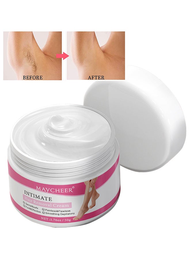 مايتشير كريم إزالة الشعر الحميمي، كريم إزالة الشعر بدون ألم، كريم إزالة الشعر الخالي من العيوب للمناطق الحساسة، البكيني، الجسم، الساقين وتحت الإبط، تركيبة حساسة لجميع أنواع البشرة، سريع المفعول وطويل الأمد 50جم - Image 1