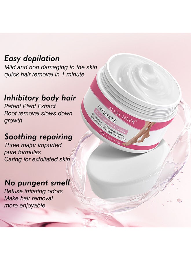 مايتشير كريم إزالة الشعر الحميمي، كريم إزالة الشعر بدون ألم، كريم إزالة الشعر الخالي من العيوب للمناطق الحساسة، البكيني، الجسم، الساقين وتحت الإبط، تركيبة حساسة لجميع أنواع البشرة، سريع المفعول وطويل الأمد 50جم - Image 4