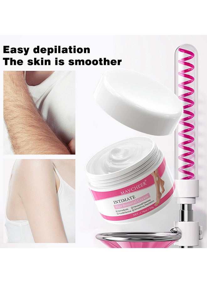 مايتشير كريم إزالة الشعر الحميمي، كريم إزالة الشعر بدون ألم، كريم إزالة الشعر الخالي من العيوب للمناطق الحساسة، البكيني، الجسم، الساقين وتحت الإبط، تركيبة حساسة لجميع أنواع البشرة، سريع المفعول وطويل الأمد 50جم - Image 3