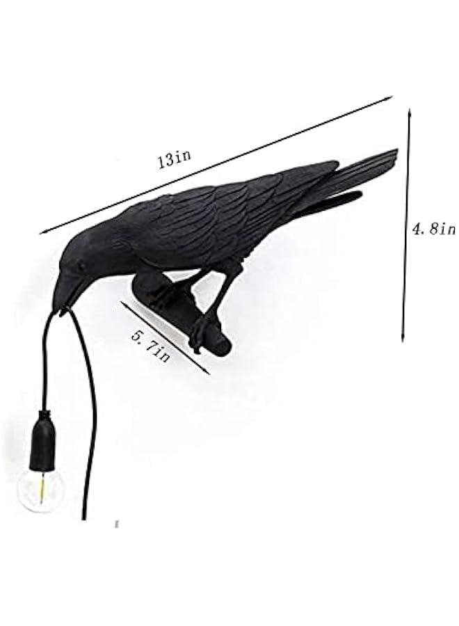 Raven Desk Lamp, Bird Resin LED Lamp for Bedroom/Office/Living Room/Farmhouse Art Deco with Plug (Right) - Image 4