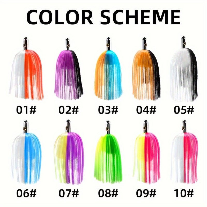 1 Copper Big Game Deep Sea Tuna Fishing Tungsten Trolling Lure 200mm Size 01 Color Mixed Nylon Hair Suitable for Saltwater and Freshwater Vertical Float - Image 3