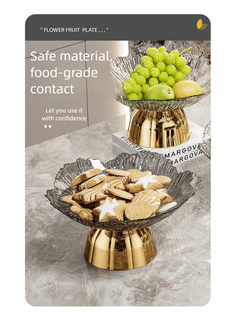 nehem 4 PCS Clear Serving Tray, Serving Plate, Elegant Floral Pattern Clear Trays, Spill-Proof Tray,Decorative Serving Tray for Candy, Fruit, Nuts & Desserts - Image 4