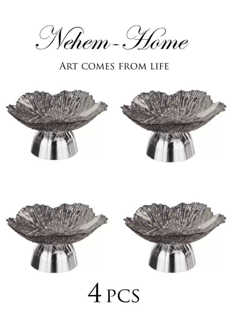 nehem 4 PCS Clear Serving Tray, Serving Plate, Elegant Floral Pattern Clear Trays, Spill-Proof Tray,Decorative Serving Tray for Candy, Fruit, Nuts & Desserts - Image 1