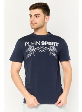 Plein Sport Men Sportswear Fit Short Sleeves Outdoor T-Shirt, Navy  - Image 1