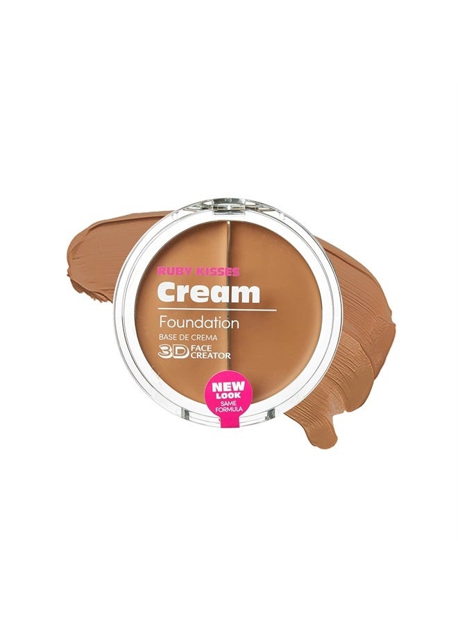 Ruby Kisses Cream Foundation 3D Face Creator 2-Color Foundation and Concealer, 12 Hour Wear Long Lasting, Medium to Full Coverage (Level 11) - Image 1