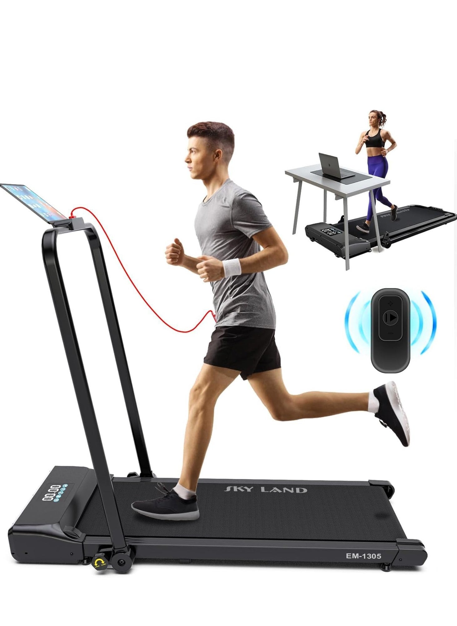 Foldable Treadmill for Home Use| Under-desk Walking Pad Treadmill 1-12km/h| Running/Walking Machine with LCD Display & Remote 