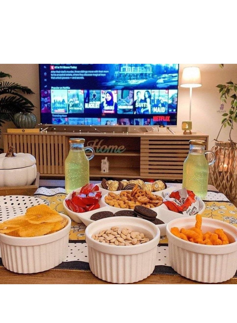 اطباق عميقة رامكين بيضاء، طقم من 3 قطع؛ لتقديم الحلوى واللبن الرائب وحصص مفردة وكب كيك المخبوز - Image 1