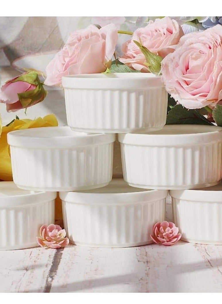 اطباق عميقة رامكين بيضاء، طقم من 3 قطع؛ لتقديم الحلوى واللبن الرائب وحصص مفردة وكب كيك المخبوز - Image 4