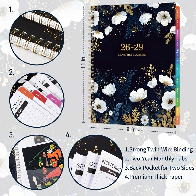 Tersus 2026-2029 Monthly Planner/Calendar - July 2026 - June 2029, 9â€ Ã— 11â€, 3 Year Monthly Planner 2026-2029, 36-Month Calendar with Tabs,Inner Pocket, Twin-wire Binding, Enterprise - Image 5