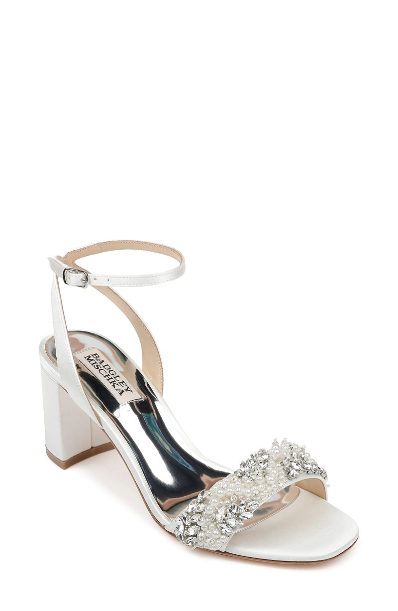 Badgley Mischka Womens Clara Heeled Sandal Soft White 75