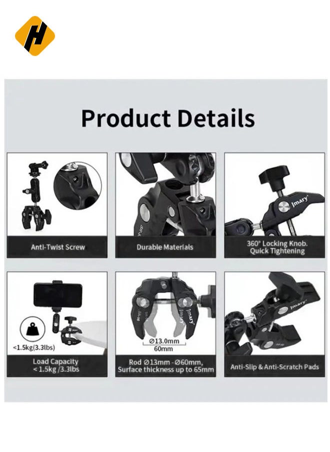 HuHa JMARY SR-56 Aluminum Handlebar Crab Clamp Magic Arm Rod Mount  - Image 4
